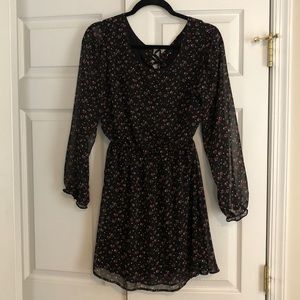 Black floral long sleeve dress